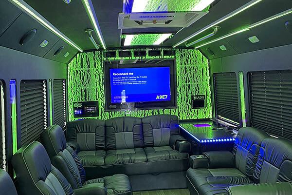 inside a limo bus